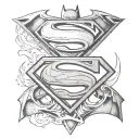 Batman logo and Superman mix tattoo design idea