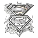 Batman logo and Superman mix tattoo design idea