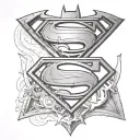 Batman logo and Superman mix tattoo design idea
