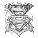 Batman logo and Superman mix tattoo design idea