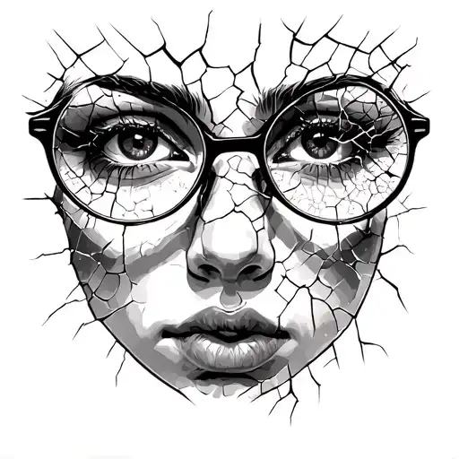 Cracked glasses memory of poor eyesight reminder to take care of your eyesight tattoo design idea