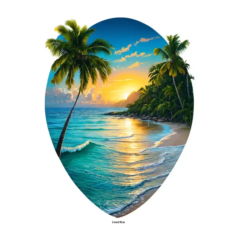 sunset bay in costa rica tattoo design idea