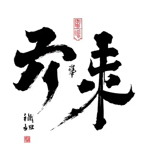 Design a minimalist Japanese calligraphy tattoo featuring the kanji characters '神' (Kami - God) and '悪魔' (Akuma - Devil) tattoo design idea