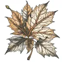 Colored maple leaf orange and red. the stem makes a heart shape tattoo design idea