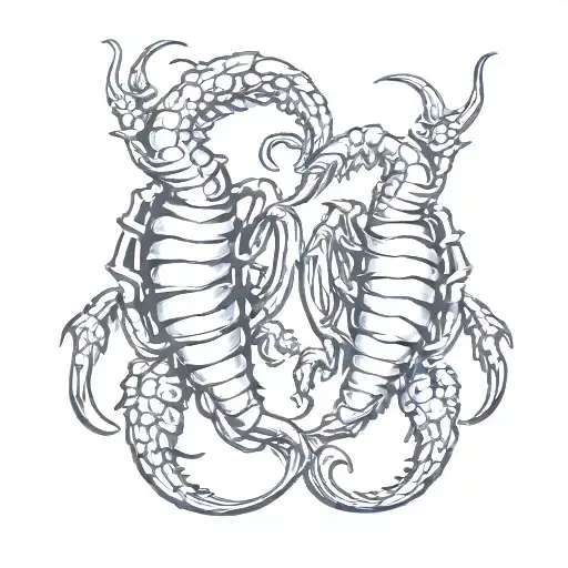 two scorpions making a heart with their tails twist together tattoo design idea