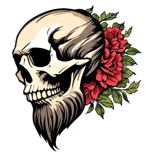 side profile of bearded skull  tattoo design idea