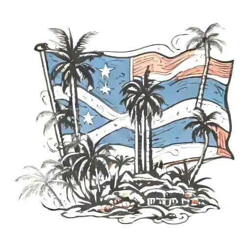 Dominican Republic flag, plam trees , Domino's, baseball  tattoo design idea