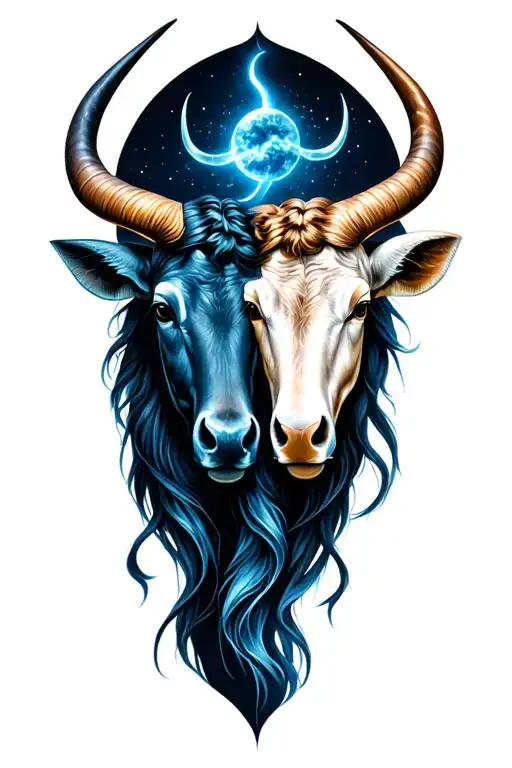gemini and taurus zodiac signs intertwined tattoo design idea