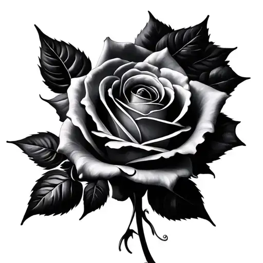 rose black and grey tattoo design idea