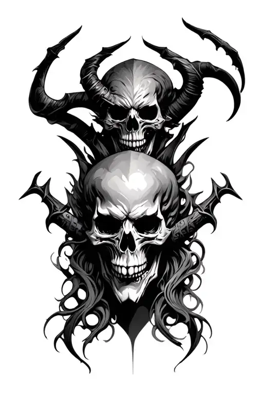 Warlock, Demon, Skull tattoo design idea