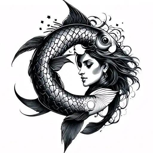 pisces man gemini woman combined tattoo design with a sharp and cool design tattoo design idea