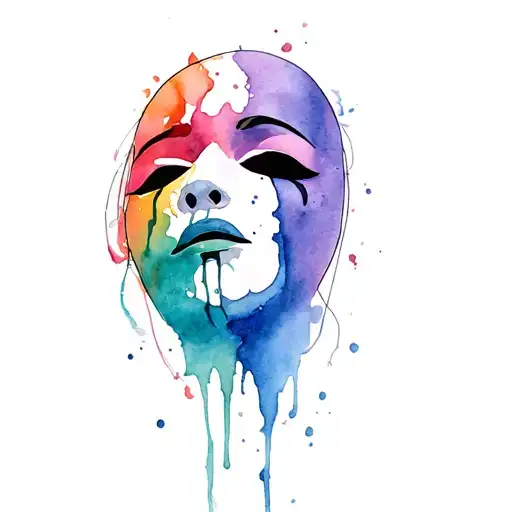 crying mask tattoo design idea