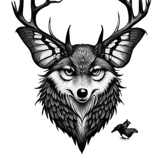 Moth, deer, fox, wolf, owl, hawk, squirrel, raven These animals in the forest with tattoo design idea