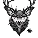 Moth, deer, fox, wolf, owl, hawk, squirrel, raven These animals in the forest with tattoo design idea
