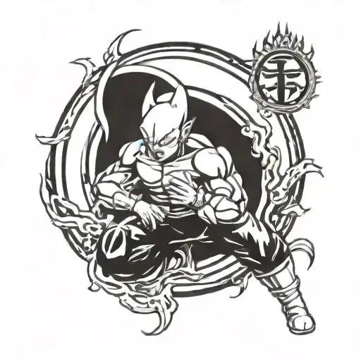Majin buu logo mixed with planet vegeta symbol tattoo design idea