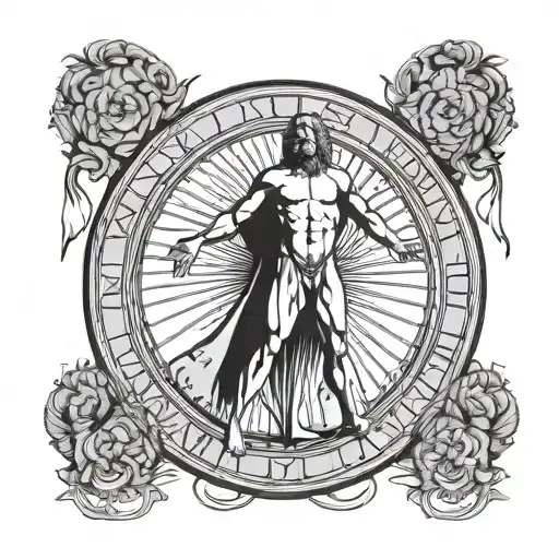 Vitruvian Man with the Breton ermine logo on the left breastplate tattoo design idea