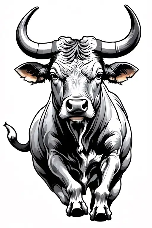 charging Spanish Bull tattoo design idea
