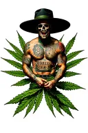 Based on streets lifestyle spacebacks of cocain and marihuana texts Black Sea Hooligans and T19C  tattoo design idea