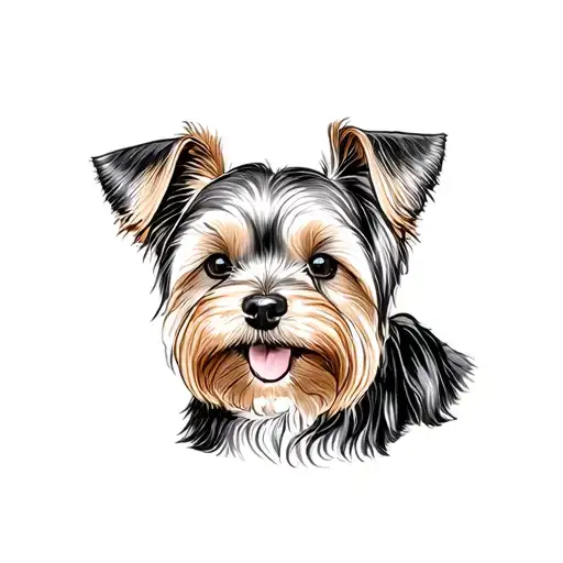 Black and tan yorkie dog face tattoo design idea