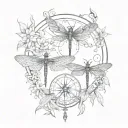 dragonfly lillies butterfly dreamcatcher compass trees tattoo design idea