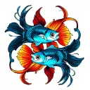 two fish with shadows tattoo design idea
