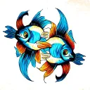 two fish with shadows tattoo design idea