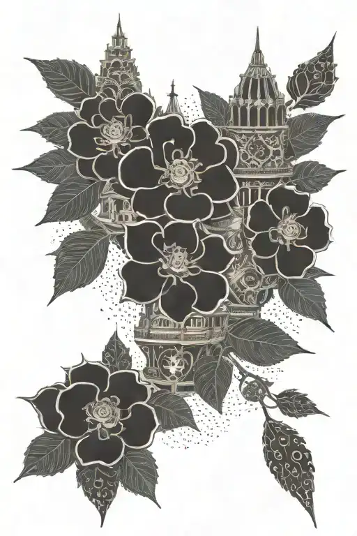 Plant towers Tim burton Sagrada tattoo design idea