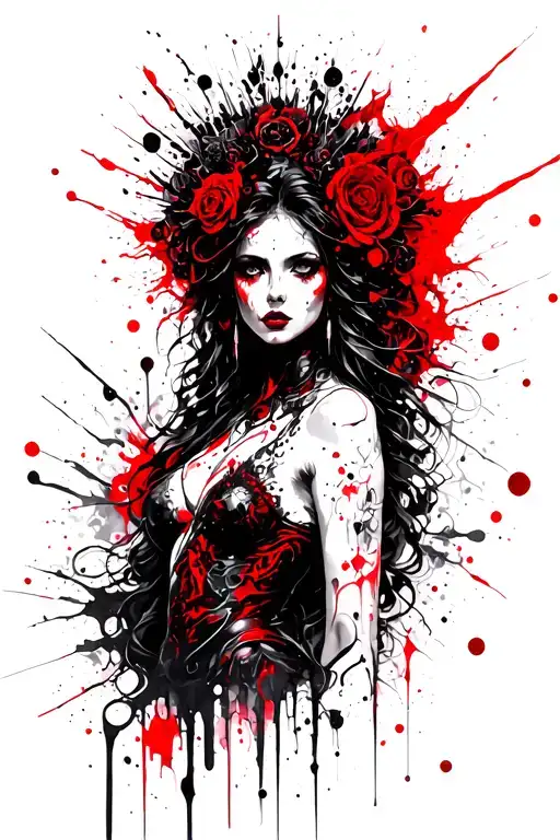dark fantasy  goddess tattoo design idea