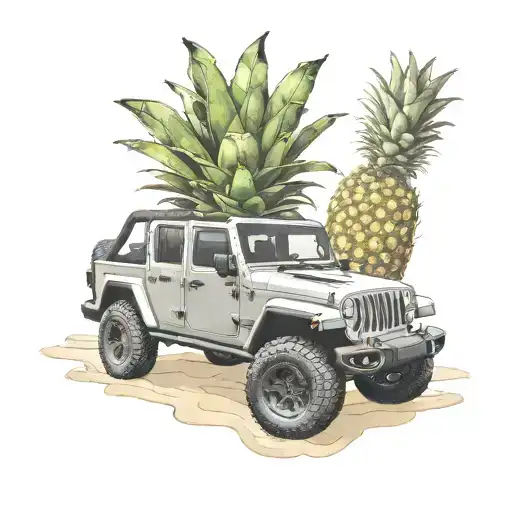 jeep gladiator beach pineapples inside tattoo design idea