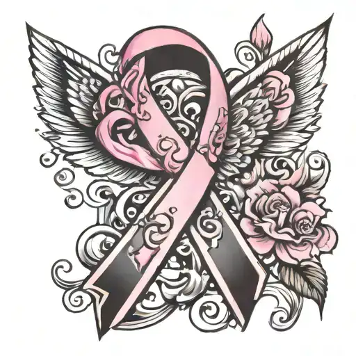 breast cancer ribbon tattoo design idea
