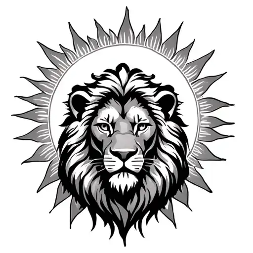 Escanor lion tattoo with the sun around it tattoo design idea