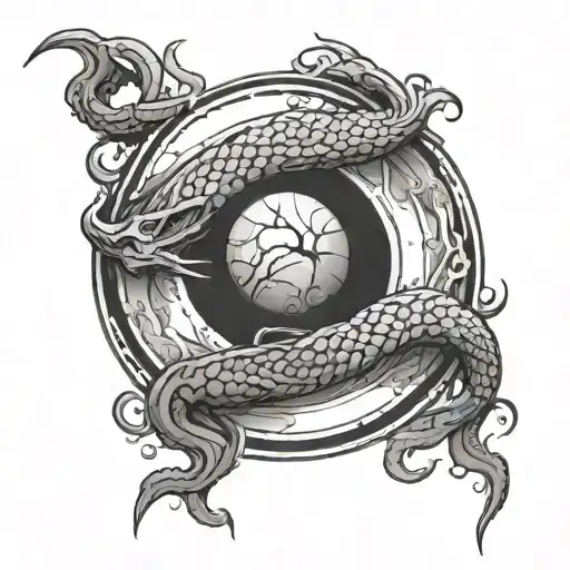ouroboros with Sisyphus inside of it  tattoo design idea