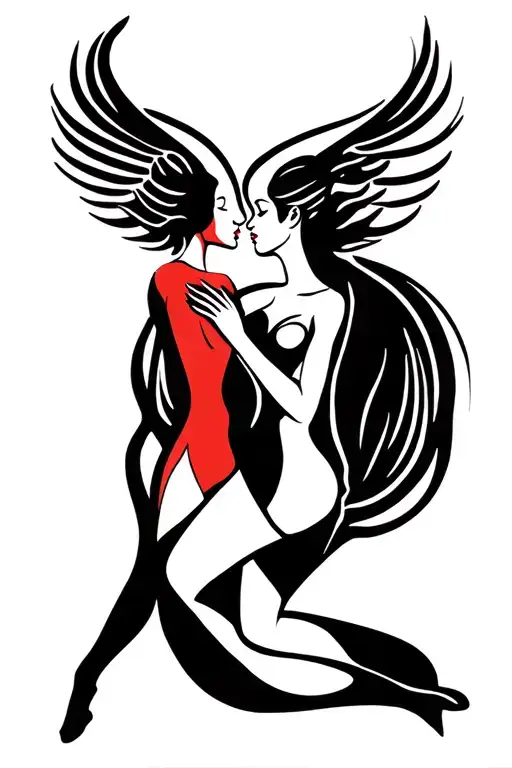 stage and vixen. Swinger lifestyle symbol intertwined. tattoo design idea