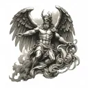 greek god with wings kills another god tattoo design idea
