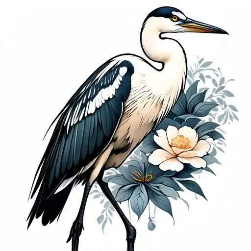 Asian egret tattoo design idea