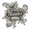 alexandra name written inside surrounded tattoo design idea