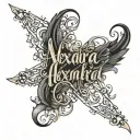 alexandra name written inside surrounded tattoo design idea