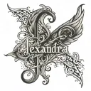 alexandra name written inside surrounded tattoo design idea