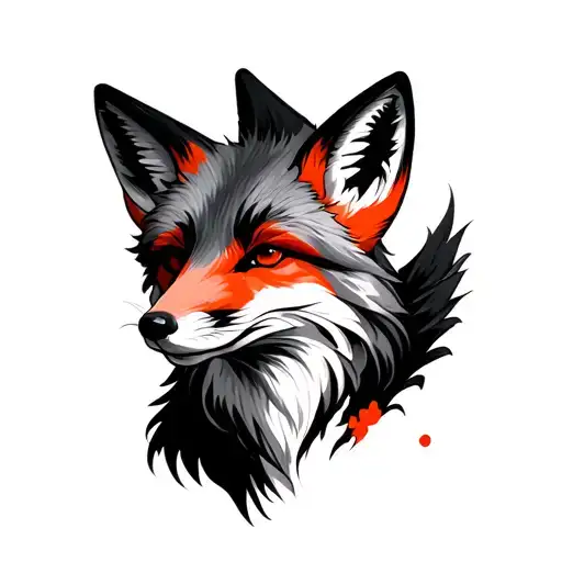 Red and black fox tattoo design idea