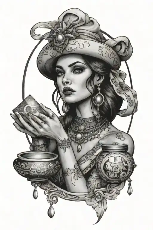 fortune teller woman tattoo design idea