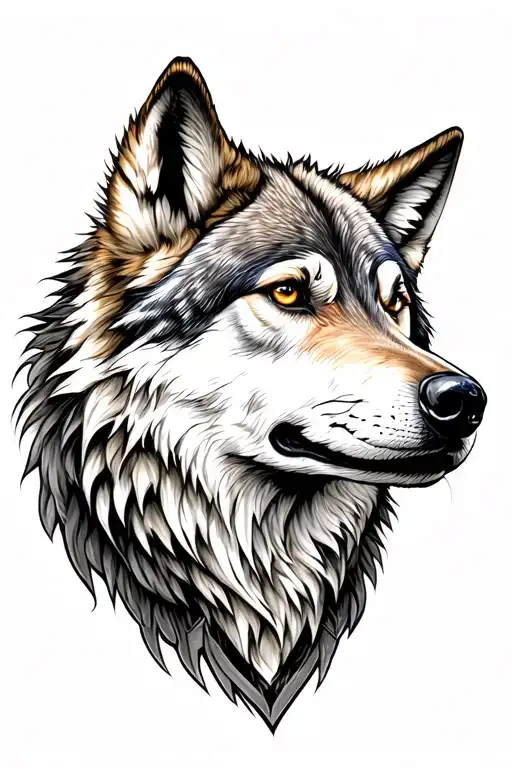 Wolf face profile holding tattoo design idea