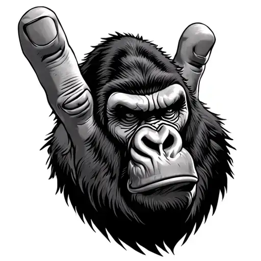 grumpy badass gorilla's finger tattoo design idea