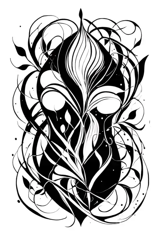 blackwork bold abstract bodysuit intertwined ornamental flourishes high-contrast  intricate aesthetic board raw strokes tattoo design idea