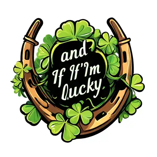 "and If I'm lucky" a 4 leaf clover and a horseshoe tattoo design idea