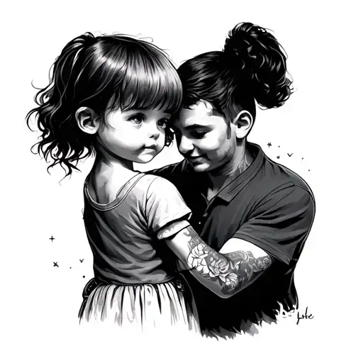 father holding daughters hand with saying i didnt give you life but life gave me you tattoo design idea