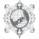 disco ball transforming someone's appearance tattoo design idea