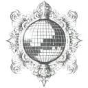 disco ball transforming someone's appearance tattoo design idea