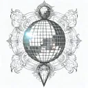 disco ball transforming someone's appearance tattoo design idea