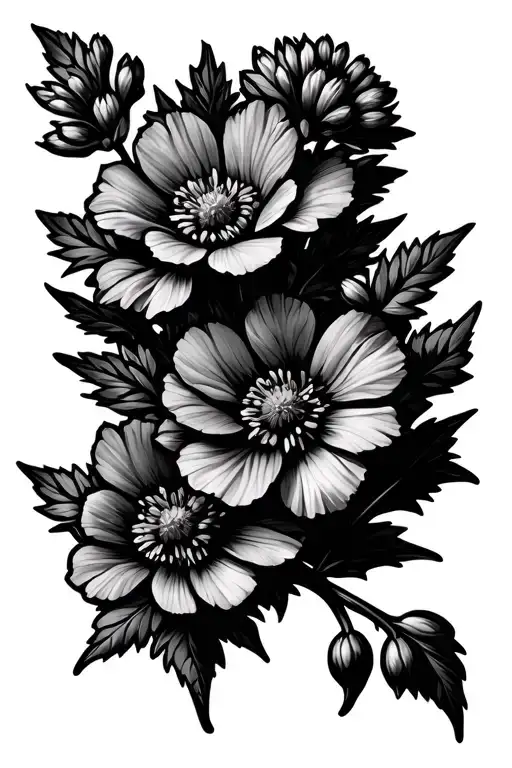 scottish heather flowers tattoo design idea
