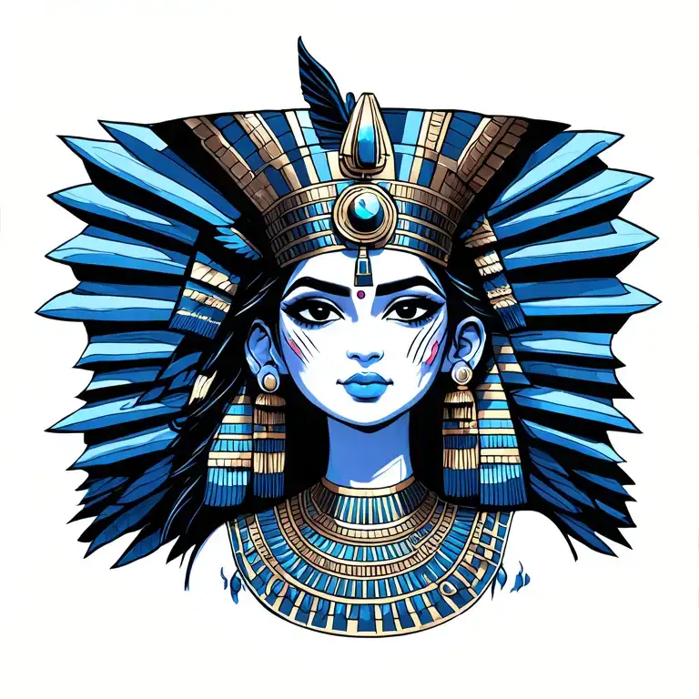 Egyptian goddess Nu Pogodi characters and pulp tattoo design idea